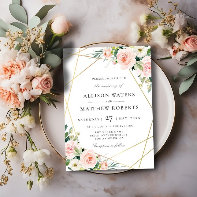 lovely blush pink floral wedding invitation (Creator Uploaded)