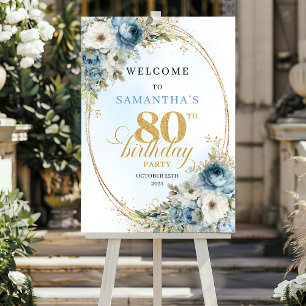 Lovely Bohemian eucalyptus gold 80th birthday Sign