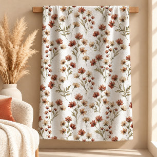 Lovely Boho Copper Sage Floral Blanket Decor