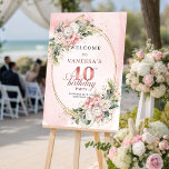 Lovely Boho Dusty Pink Greenery 40th Birthday   Poster<br><div class="desc">✅ For matching items search 36-40 in my collections ✅ Welcome guests with this elegant baby shower welcome sign featuring soft floral artwork, eucalyptus greenery, and delicate gold glitter accents in rose gold, blush pink, or dusty pink tones. Perfect for a stylish celebration entrance. Professionally printed on Zazzle for rich...</div>