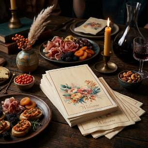 Lovely boho fall bouquet custom napkin