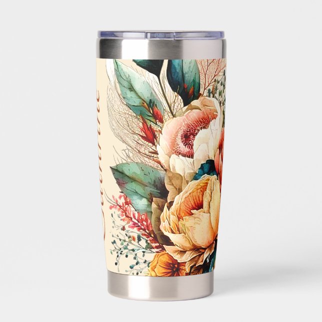 Lovely boho fall bouquet personalised insulated tumbler (Back)