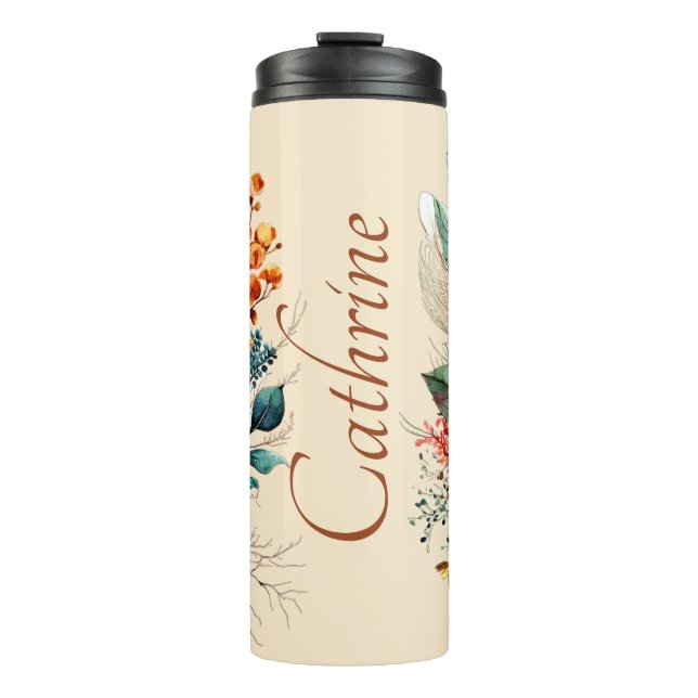 Lovely boho fall bouquet personalised thermal tumbler (Front)