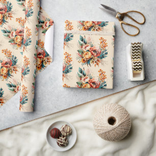 Lovely boho fall bouquet wrapping paper