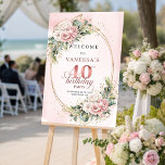 Lovely Boho Rose Gold Eucalyptus 40th Birthday  Poster<br><div class="desc">✅ For matching items search 36-40 in my collections ✅ Welcome guests with this elegant baby shower welcome sign featuring soft floral artwork, eucalyptus greenery, and delicate gold glitter accents in rose gold, blush pink, or dusty pink tones. Perfect for a stylish celebration entrance. Professionally printed on Zazzle for rich...</div>