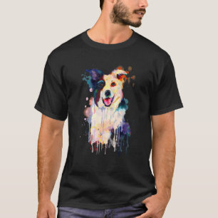 Lovely Border Collie Puppy Dog Splash Portrait Art T-Shirt