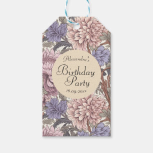 Lovely botanical Pink Purple cute Birthday  Gift Tags
