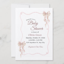 Lovely Bow Baby Shower Invitation