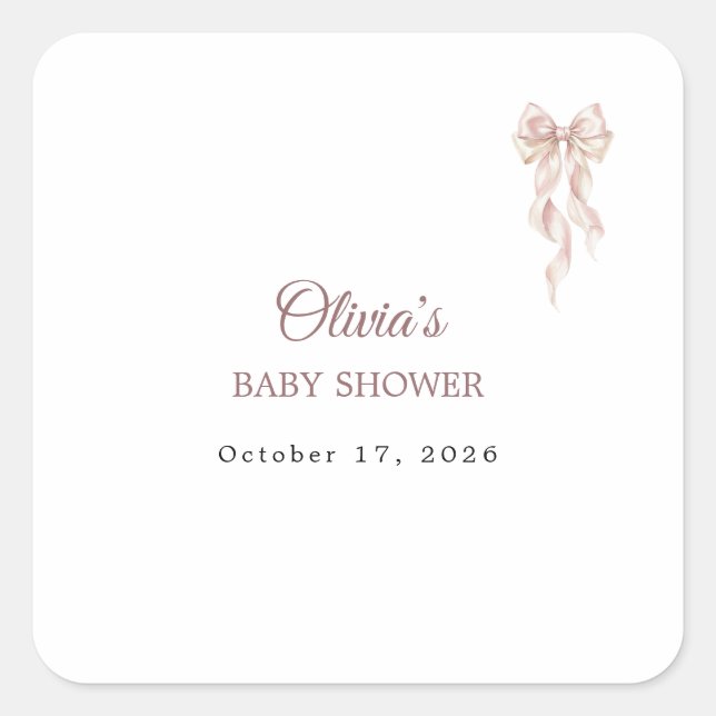 Lovely Bow Square Sticker (Front)
