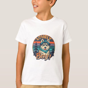 Lovely Boy Cool Vintage Retro Husky Puppy T-Shirt