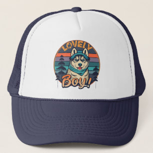 Lovely Boy Cool Vintage Retro Husky Puppy Trucker Hat