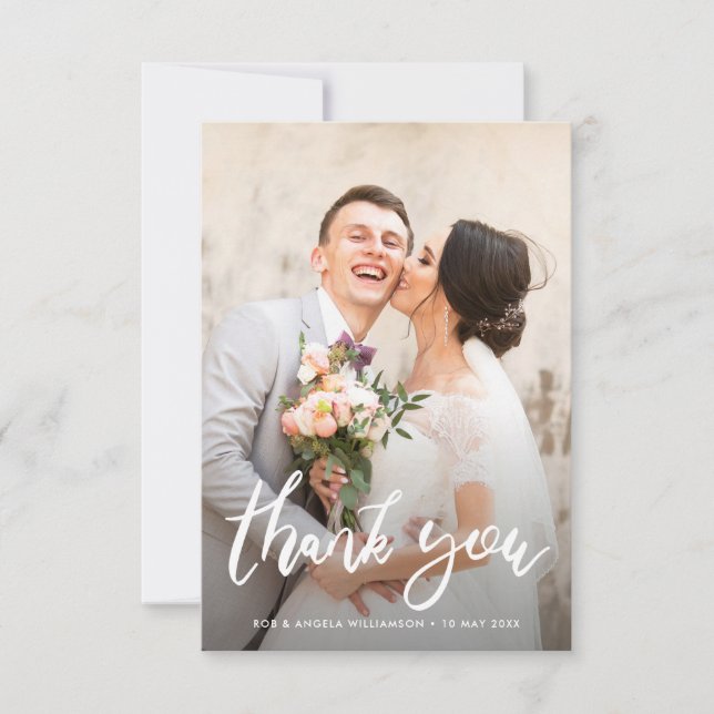 Lovely bride & groom photo wedding thank you card (Front)