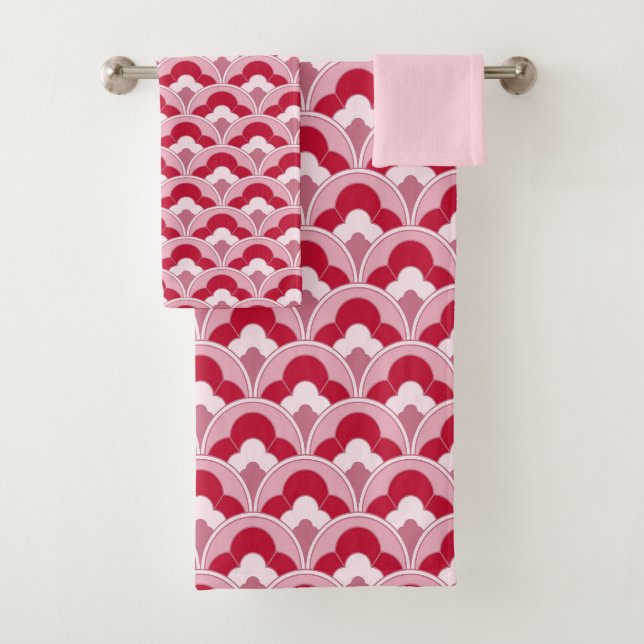 Lovely Bright Toned Art Deco Style Bath Towel Set (Insitu)