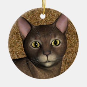Lovely Brown Cat Ceramic Tree Decoration