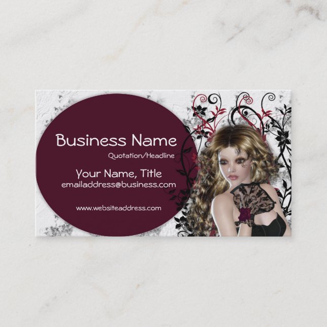 Lovely Brown Haired Lady  - Fantasy Business Cards (Front)