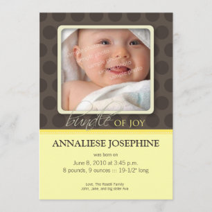 Lovely Bundle of Joy Birth Announcement :: lemon