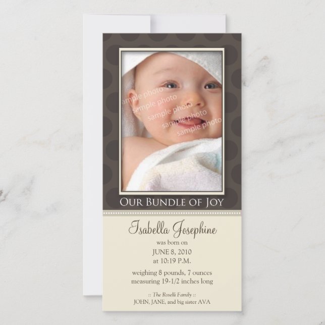 Lovely Bundle of Joy Birth Announcement :: taupe (Front)