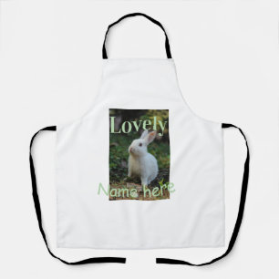 Lovely bunny rabbit pet photo name green pastel  apron