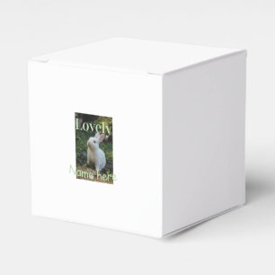 Lovely bunny rabbit pet photo name green pastel  favour box