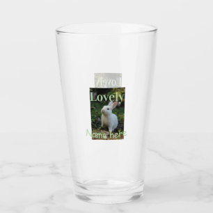 Lovely bunny rabbit pet photo name green pastel glass