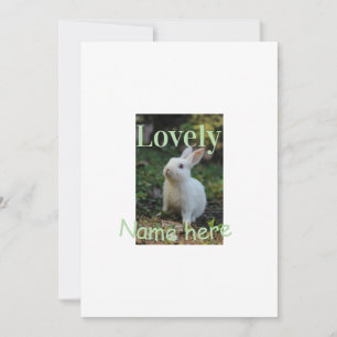 Lovely bunny rabbit pet photo name green pastel invitation