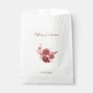 Lovely burgundy and white watercolor floral favour bags