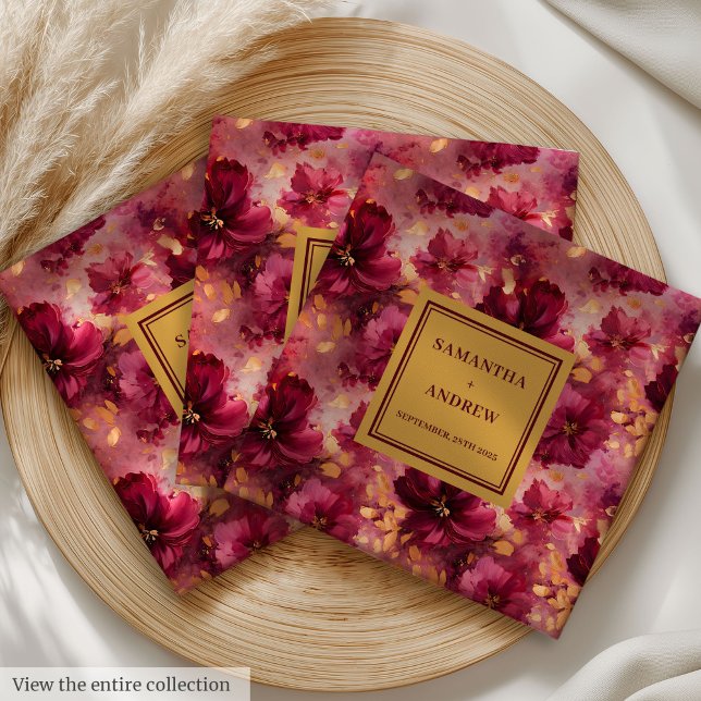 Lovely Burgundy Gold Wedding Dinner Napkins Guests (Lovely Burgundy Gold Wedding Dinner Napkins Guests)