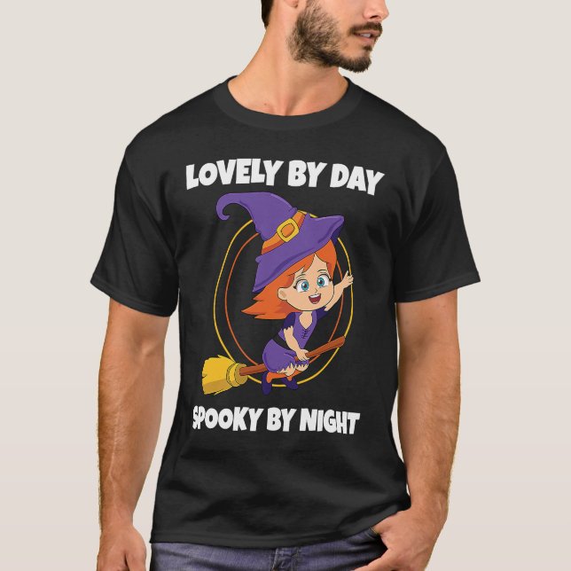Lovely By Day Spooky By Night Witch Toddler Girl H T-Shirt (Front)
