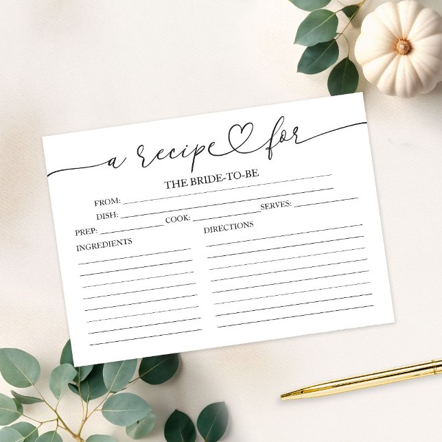 Lovely Calligraphy Bridal Shower Recipe Cards (Creator Uploaded)
