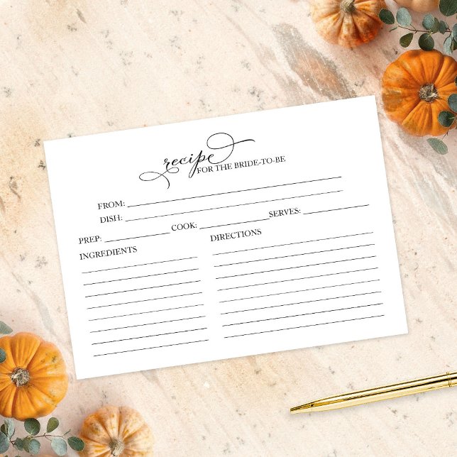 Lovely Calligraphy Bridal Shower Recipe Cards (Creator Uploaded)