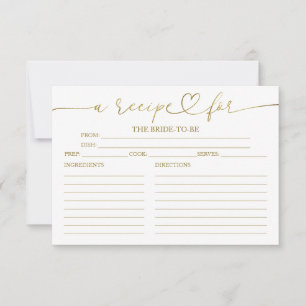 Lovely Calligraphy Bridal Shower Recipe Cards