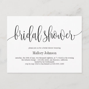 Lovely Calligraphy EDITABLE COLOR Bridal Shower Postcard