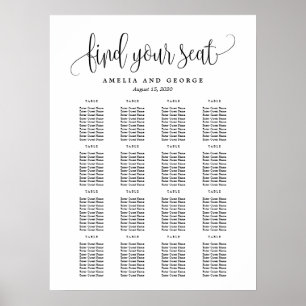 Lovely Calligraphy EDITABLE COLOR Seating Chart