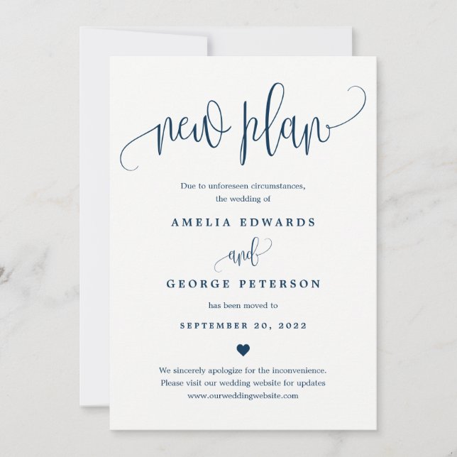 Lovely Calligraphy EDITABLE COLOR Update Card (Front)