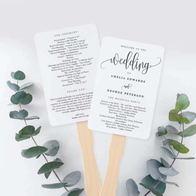 Lovely Calligraphy EDITABLE COLOR Wedding Program Hand Fan (Creator Uploaded)