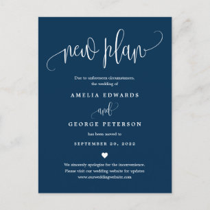 Lovely Calligraphy EDITABLE COLOR Wedding Update Postcard