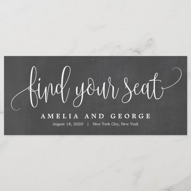 Lovely Calligraphy Find Your Seat Card (Front)