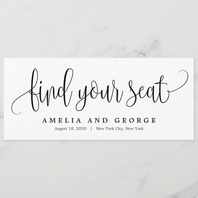Lovely Calligraphy Find Your Seat Card (Front)