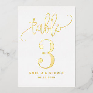 Lovely Calligraphy REAL FOIL Table Number Card