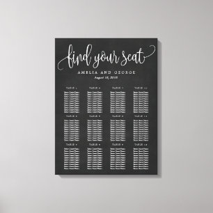 Lovely Calligraphy Seating Chart Wrapped Canvas