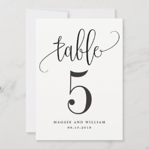 Lovely Calligraphy Table Number Card