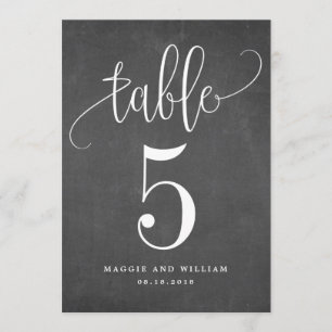 Lovely Calligraphy Table Number Card Chalk
