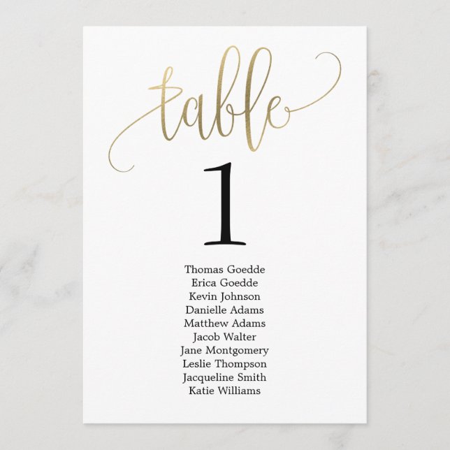 Lovely Calligraphy Table Seating Card (Front)