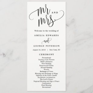 Lovely Calligraphy Wedding Ceremony Program Programme