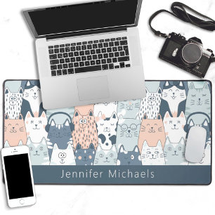 Lovely cartoon cats pattern with name desk mat