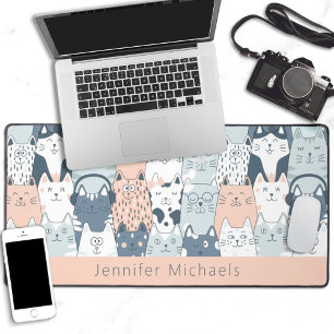 Lovely cartoon cats pattern with name desk mat