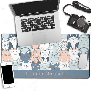 Lovely cartoon cats pattern with name desk mat