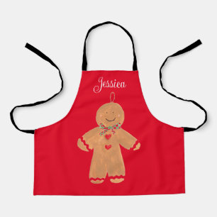 Lovely Cartoon Gingerbread man Christmas Winter Ap Apron