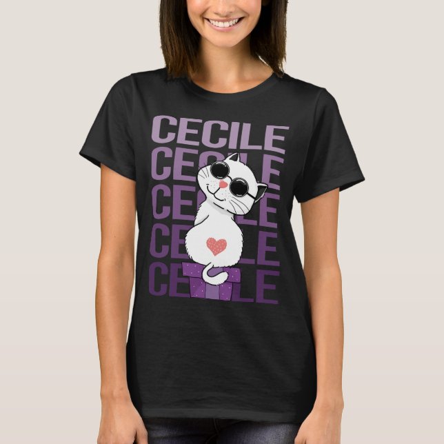 Lovely Cat - Cecile Name T-Shirt (Front)
