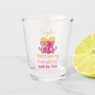 Lovely Cat Couple  Shot Glass